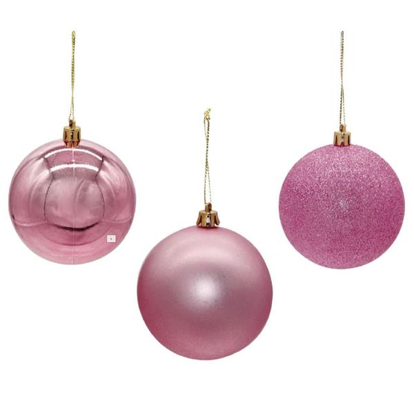 Árvore de Natal rosa de 60 cm, mini árvore de Natal artificial com luz LED  e bolas de Natal, conjunto de decoração de árvore de Natal